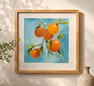 Pintura acuarela - Entre azules y naranjas