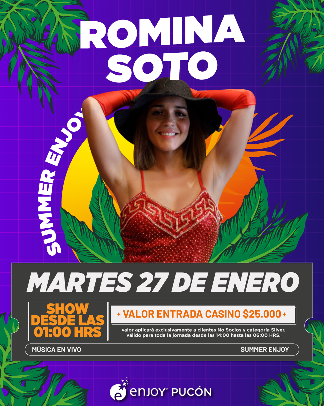 Afiche de ROMINA SOTO EN ENJOY PUCÓN 🌴🎶✨
