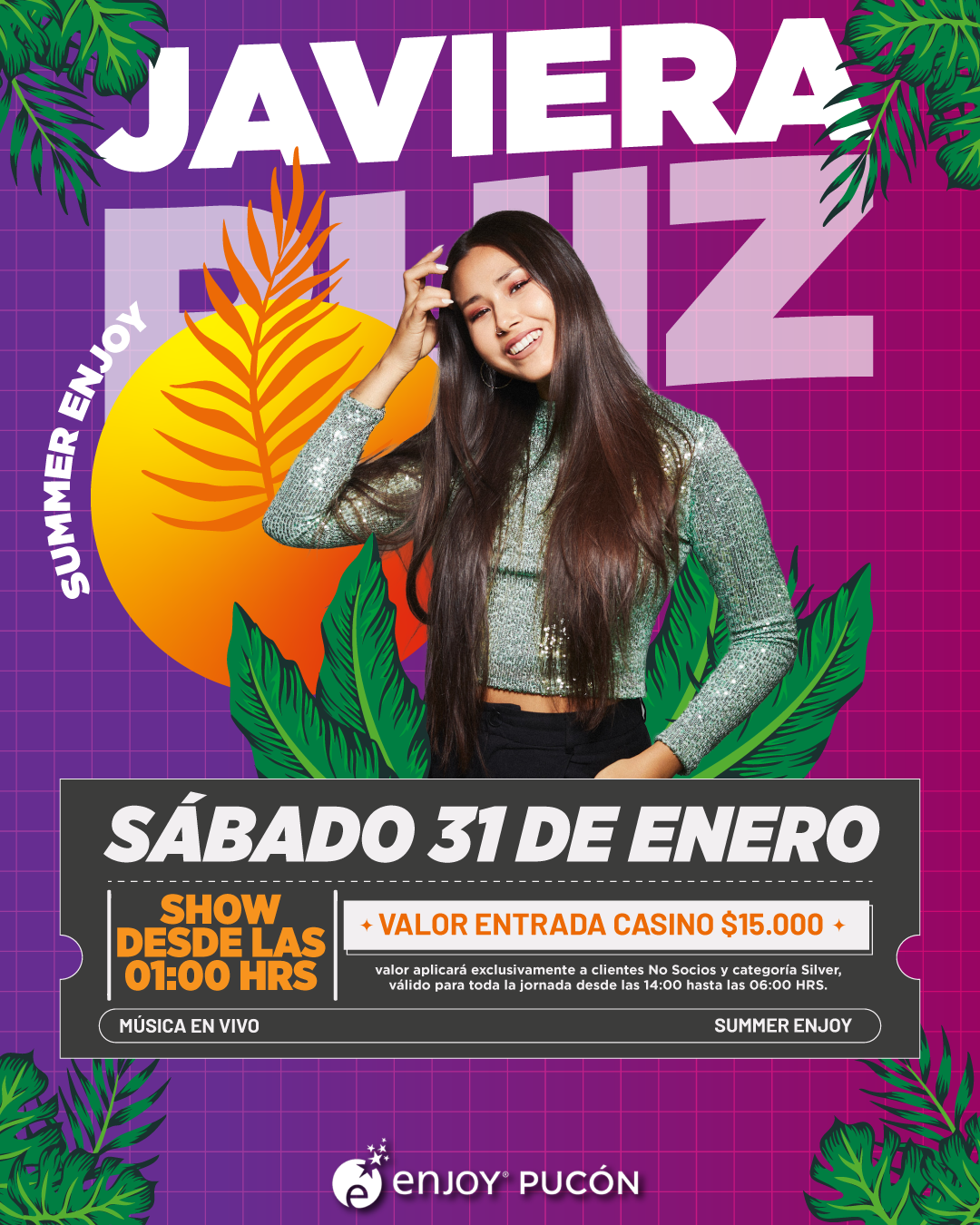 Afiche de ✨ JAVIERA RUIZ EN ENJOY PUCÓN 🌴🎶