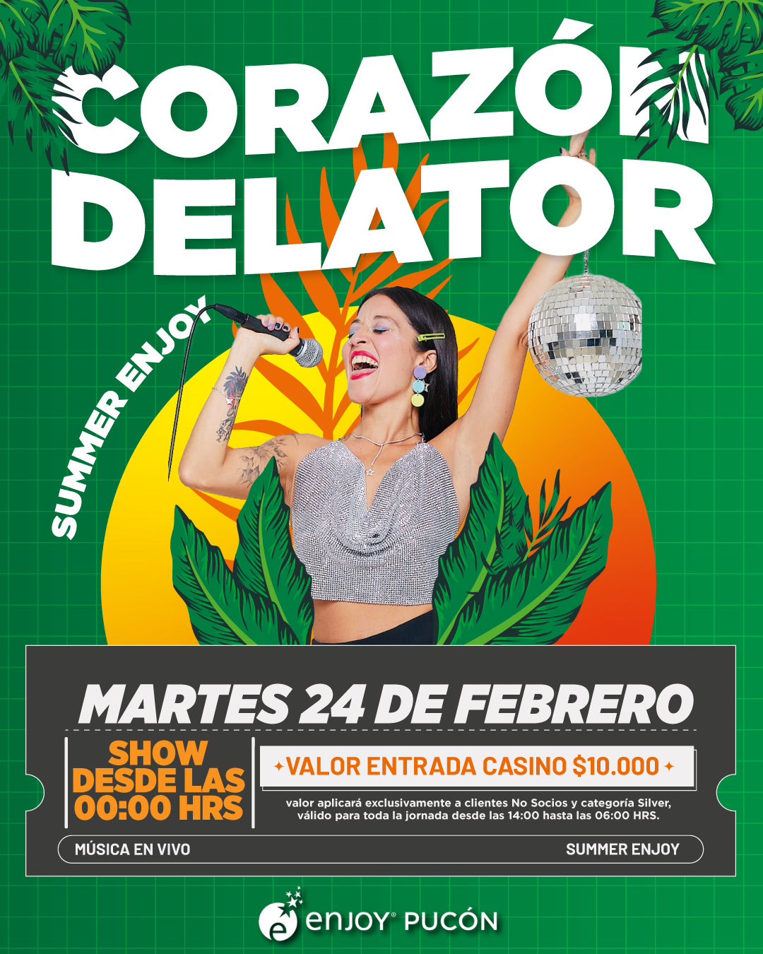 Afiche de ✨🎶🌴CORAZON DELATOR EN ENJOY PUCON ✨🎶🌴